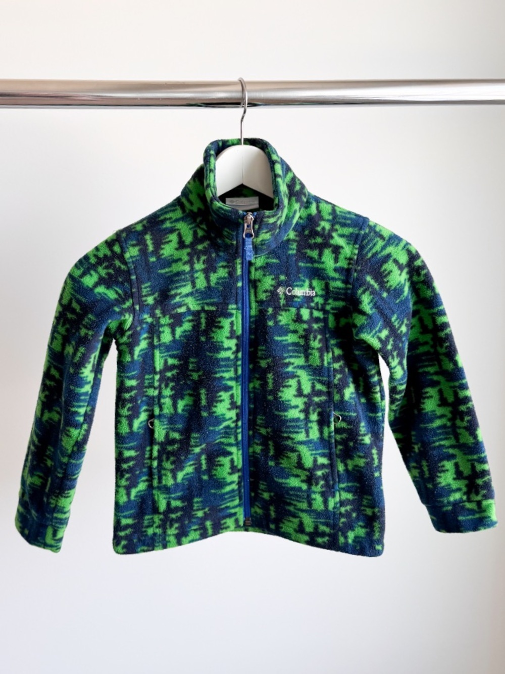 Columbia Youth Fleece Full Zip Jacket - Green Abstract Print - Size XXS (4/5)